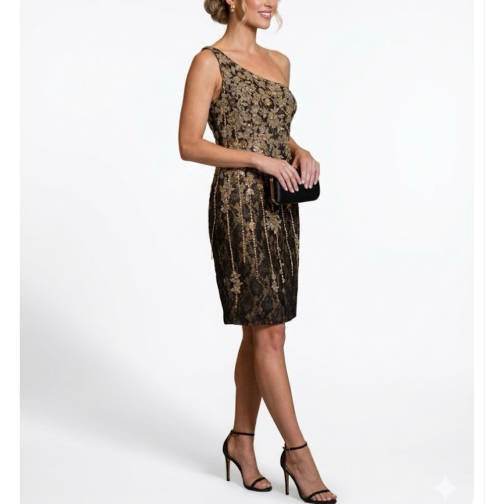 Sue Wong Nocturne Beaded One Shoulder Cocktail Dress 4